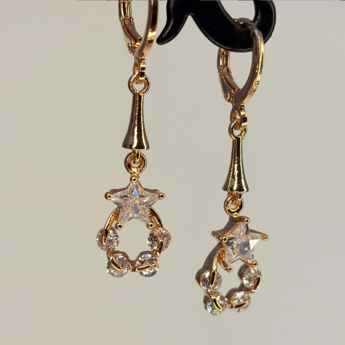 Golden AD Stone Star Danglers