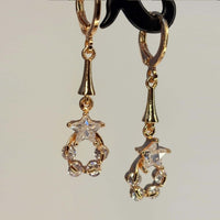 Golden AD Stone Star Danglers