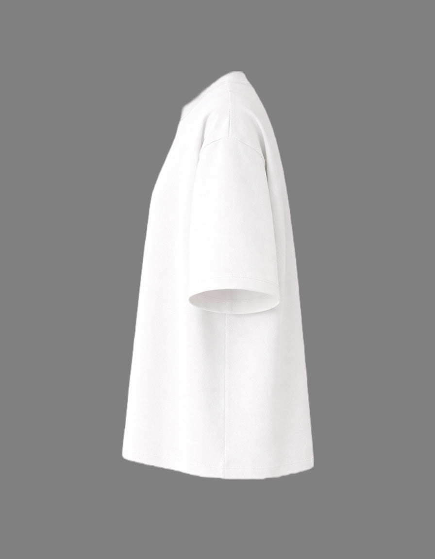 White Premium Looperknit Cotton Drop Shoulder