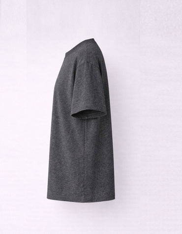 Dark Grey Drop Shoulder Plain Cotton T-shirt