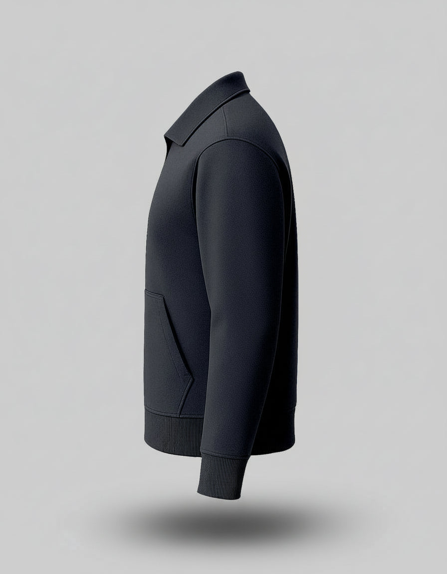 Dark Grey Melange Collar Jacket