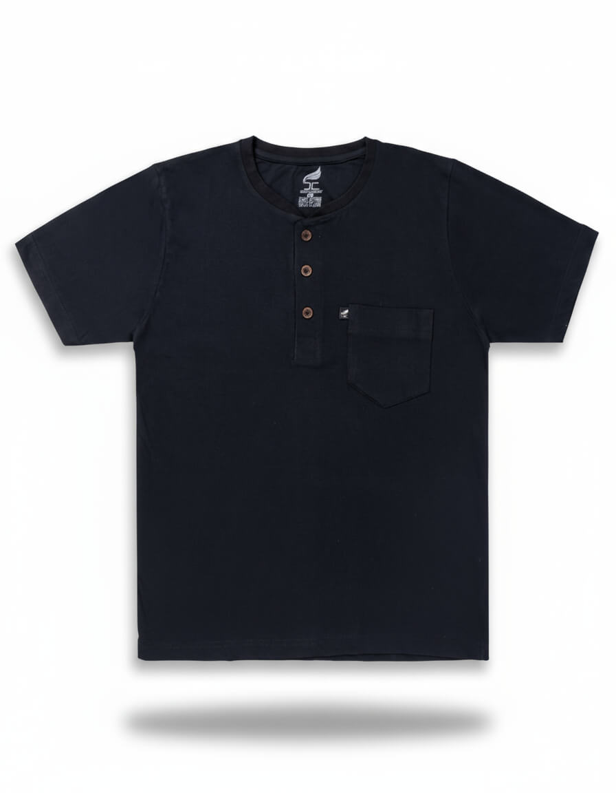 Henley Collar Navy Blue