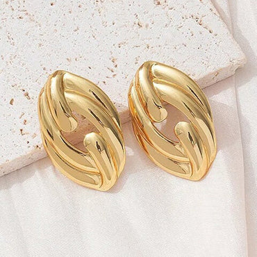 Golden Anti Tarnish Marquise Earrings