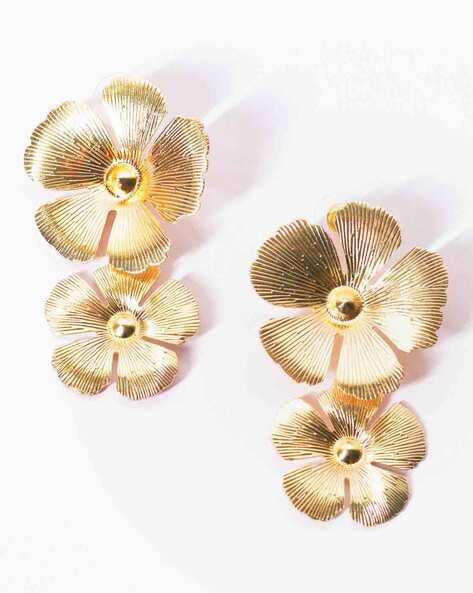 Golden Anti Tarnish Floral Danglers