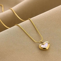 Golden Anti Tarnish Enamel Heart Neckpiece