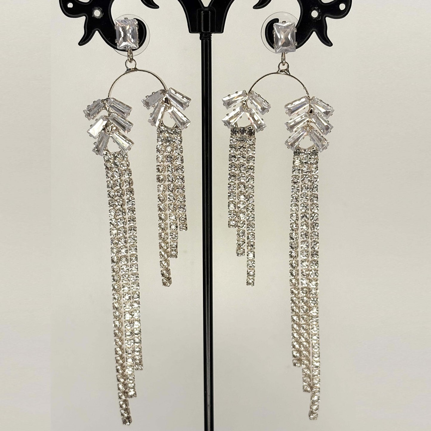 Silver AD Stone Dual Danglers