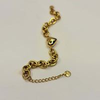 Gold Anti Tarnish Heart Chainlink Bracelet