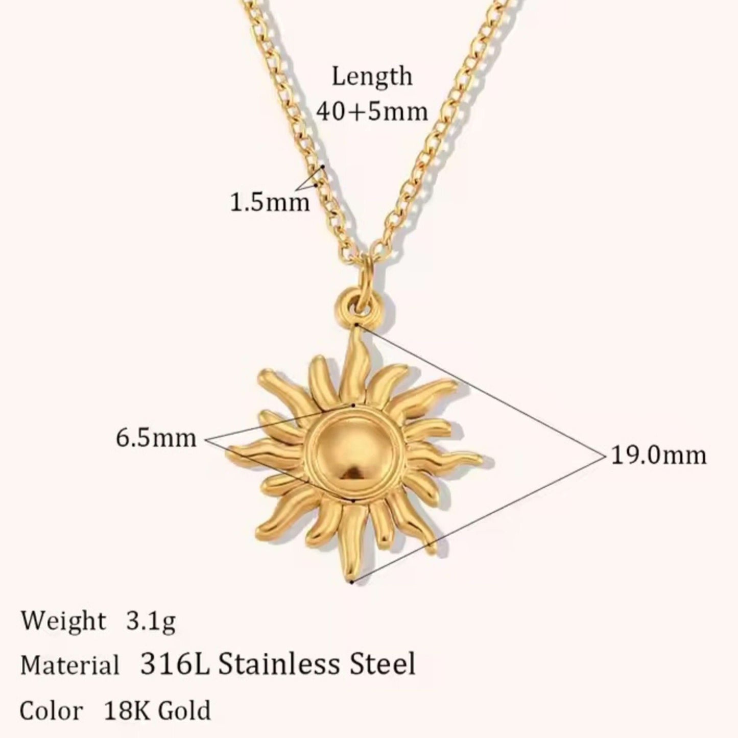 Golden Anti Tarnish Sun Neckpiece