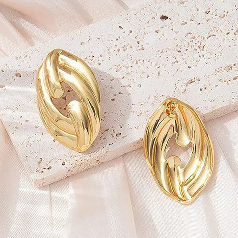 Golden Anti Tarnish Marquise Earrings