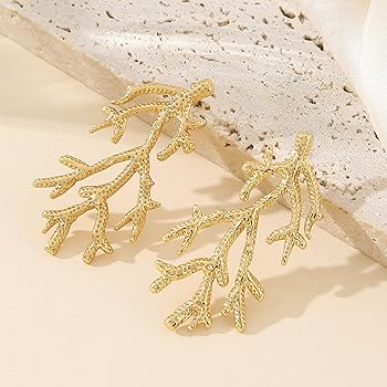 Golden Anti Tarnish Branch Earrings