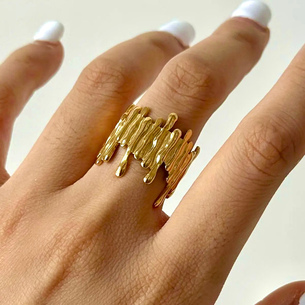 Gold Plated Anti Tarnish Textura Ring