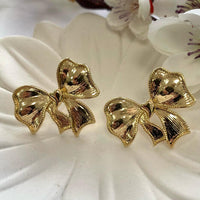 Golden Anti Tarnish Bow Earrings