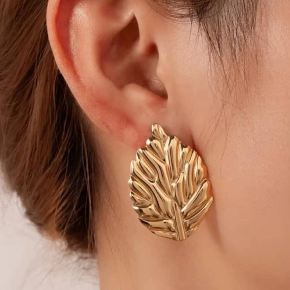 Golden Anti Tarnish Leaf Earrings