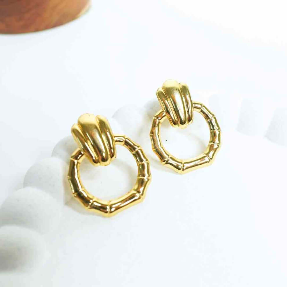 Golden Anti Tarnish Vintage Bamboo Earrings