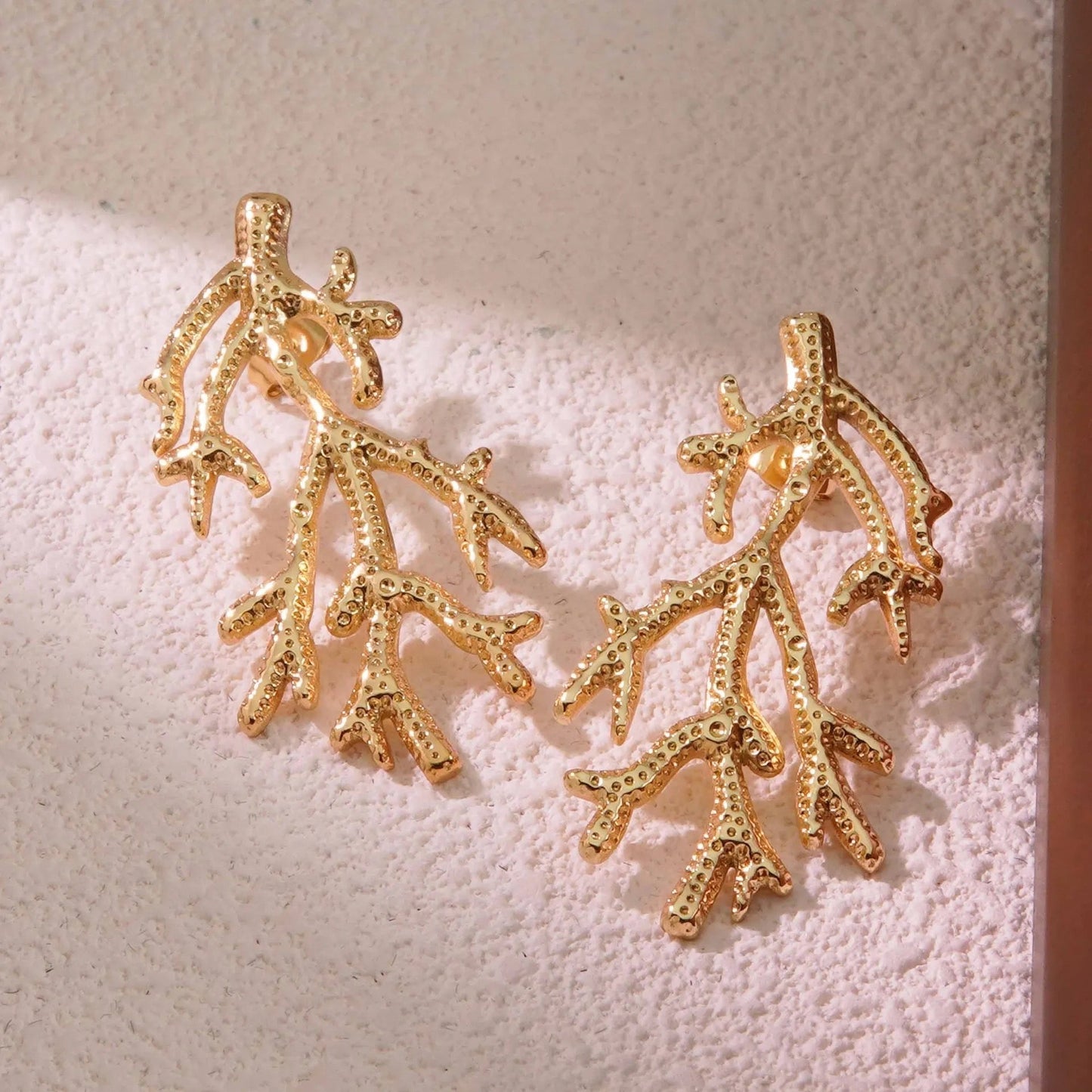 Golden Anti Tarnish Branch Earrings