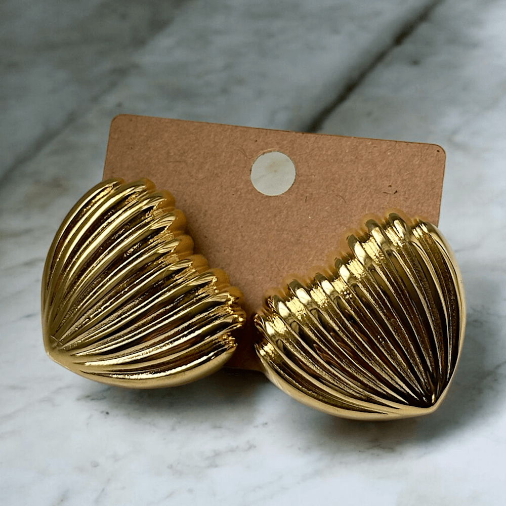 Golden Anti Tarnish Heart Earrings