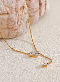 Gold Anti Tarnish Cubic Heart AD Stone Neckpiece