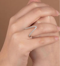 Silver Plated Anti Tarnish AD Stone V Ring