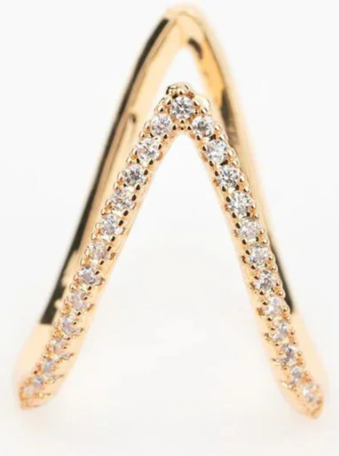 Gold Plated Anti Tarnish AD Stone V Ring