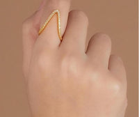 Gold Plated Anti Tarnish AD Stone V Ring