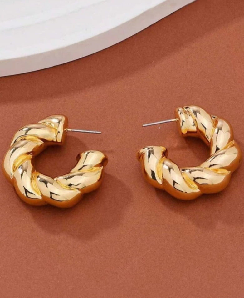 Golden Spiral Textured Hoops
