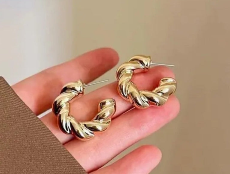 Golden Spiral Textured Hoops