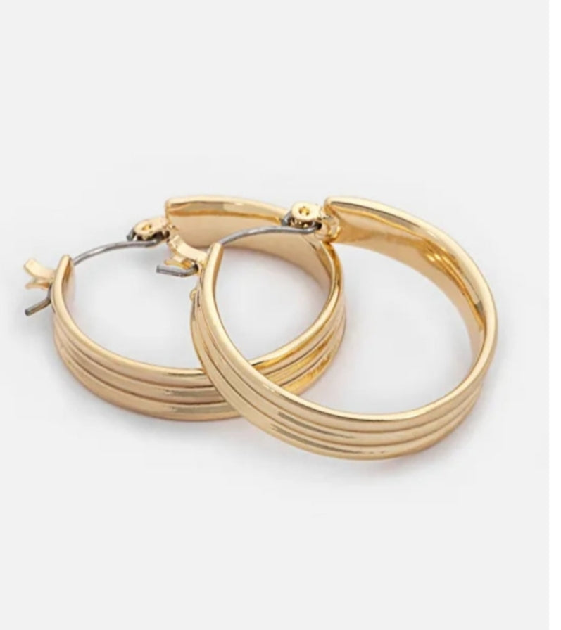 Golden Triple Layered Hoops