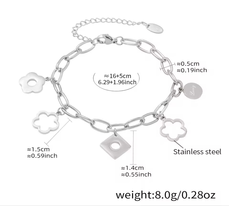 Silver Anti Tarnish Multi Charms Bracelet