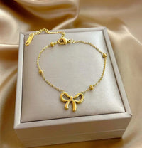 Gold Anti Tarnish Bow Bracelet