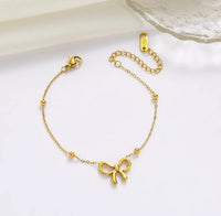 Gold Anti Tarnish Bow Bracelet