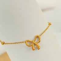Gold Anti Tarnish Bow Bracelet