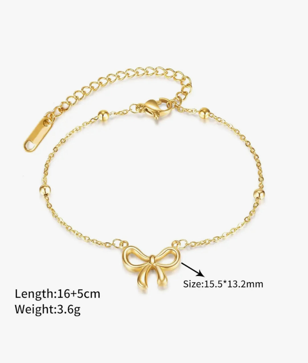 Gold Anti Tarnish Bow Bracelet