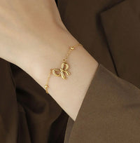 Gold Anti Tarnish Bow Bracelet