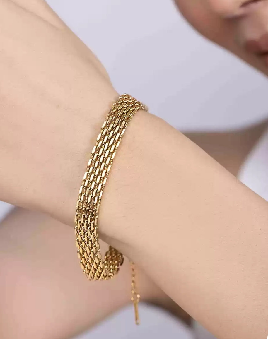 Gold Anti Tarnish Woven Chain Bracelet