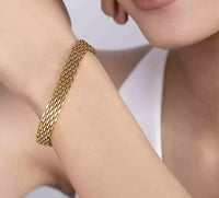 Gold Anti Tarnish Woven Chain Bracelet