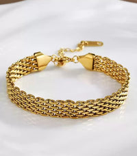 Gold Anti Tarnish Woven Chain Bracelet