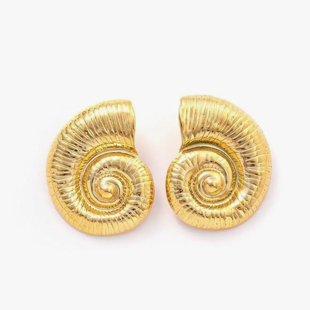 Golden Anti Tarnish Conch Earrings