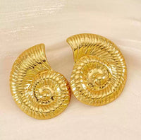Golden Anti Tarnish Conch Earrings