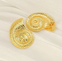 Golden Anti Tarnish Conch Earrings