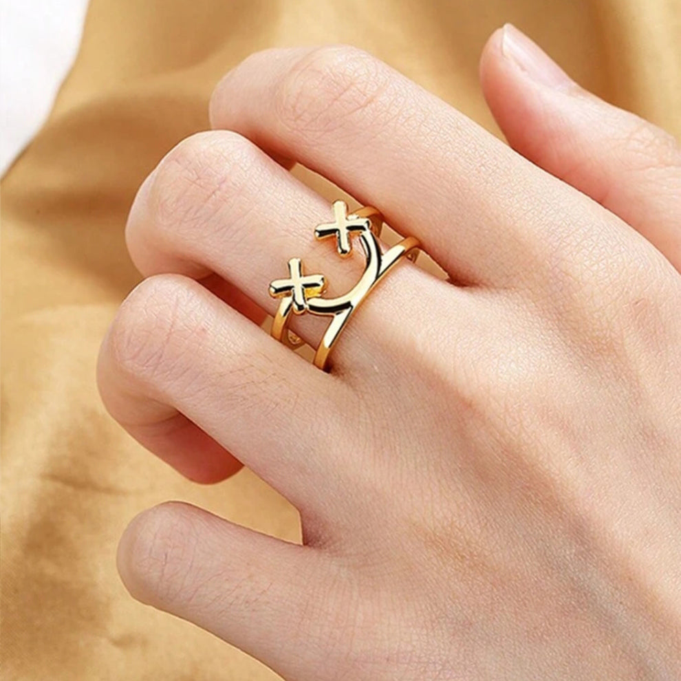 Gold Plated Anti Tarnish Smiley Face Ring