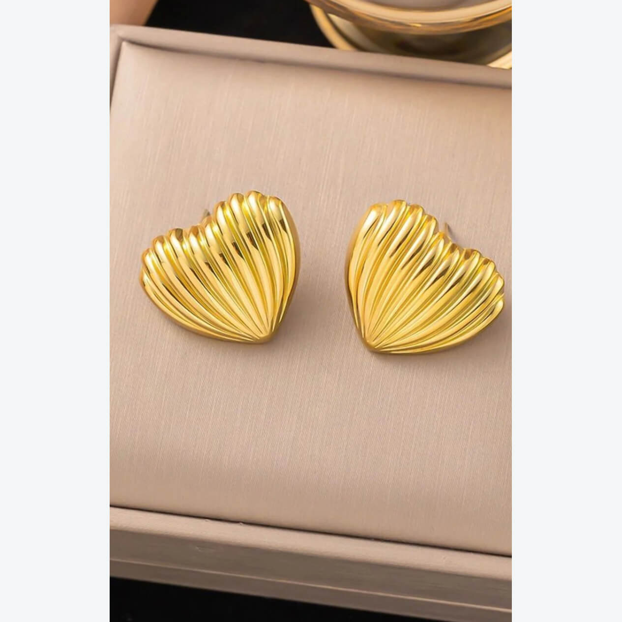 Golden Anti Tarnish Heart Earrings