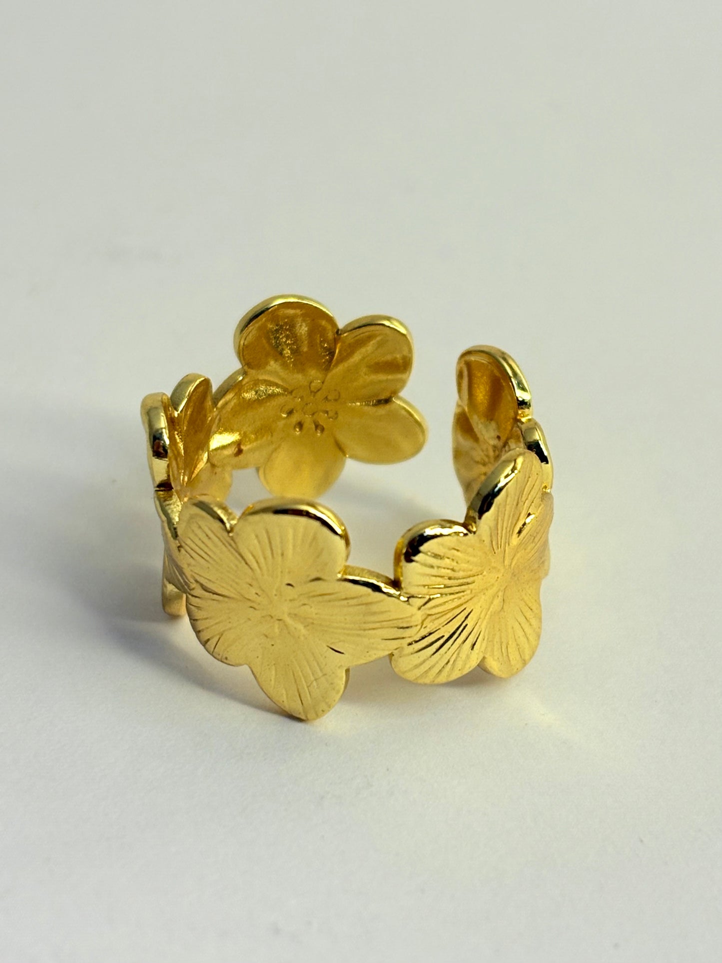 Gold Plated Anti Tarnish Floral Ring