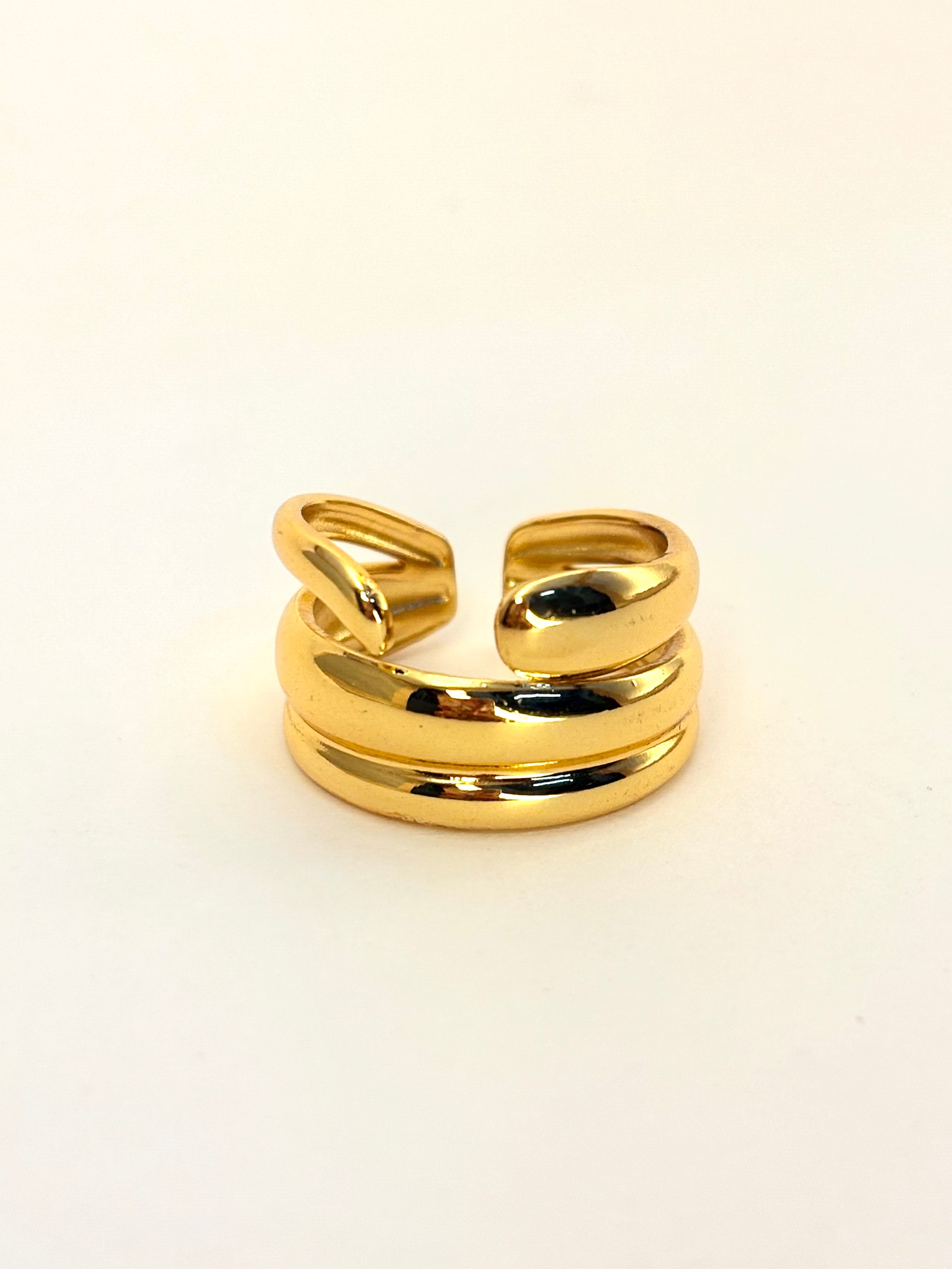 Gold Plated Anti Tarnish Triple Band Ring