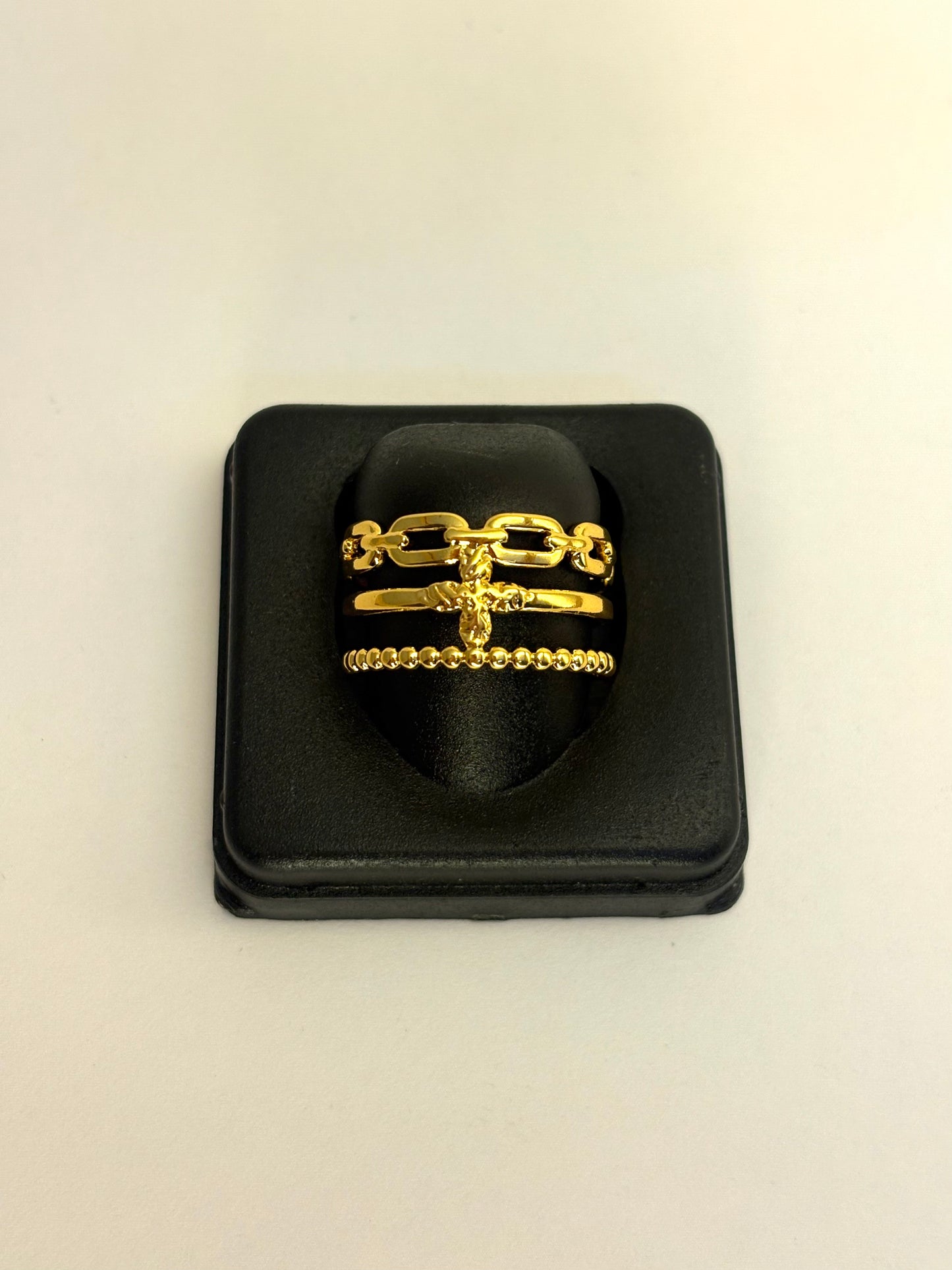 Gold Plated Anti Tarnish Cross Ring