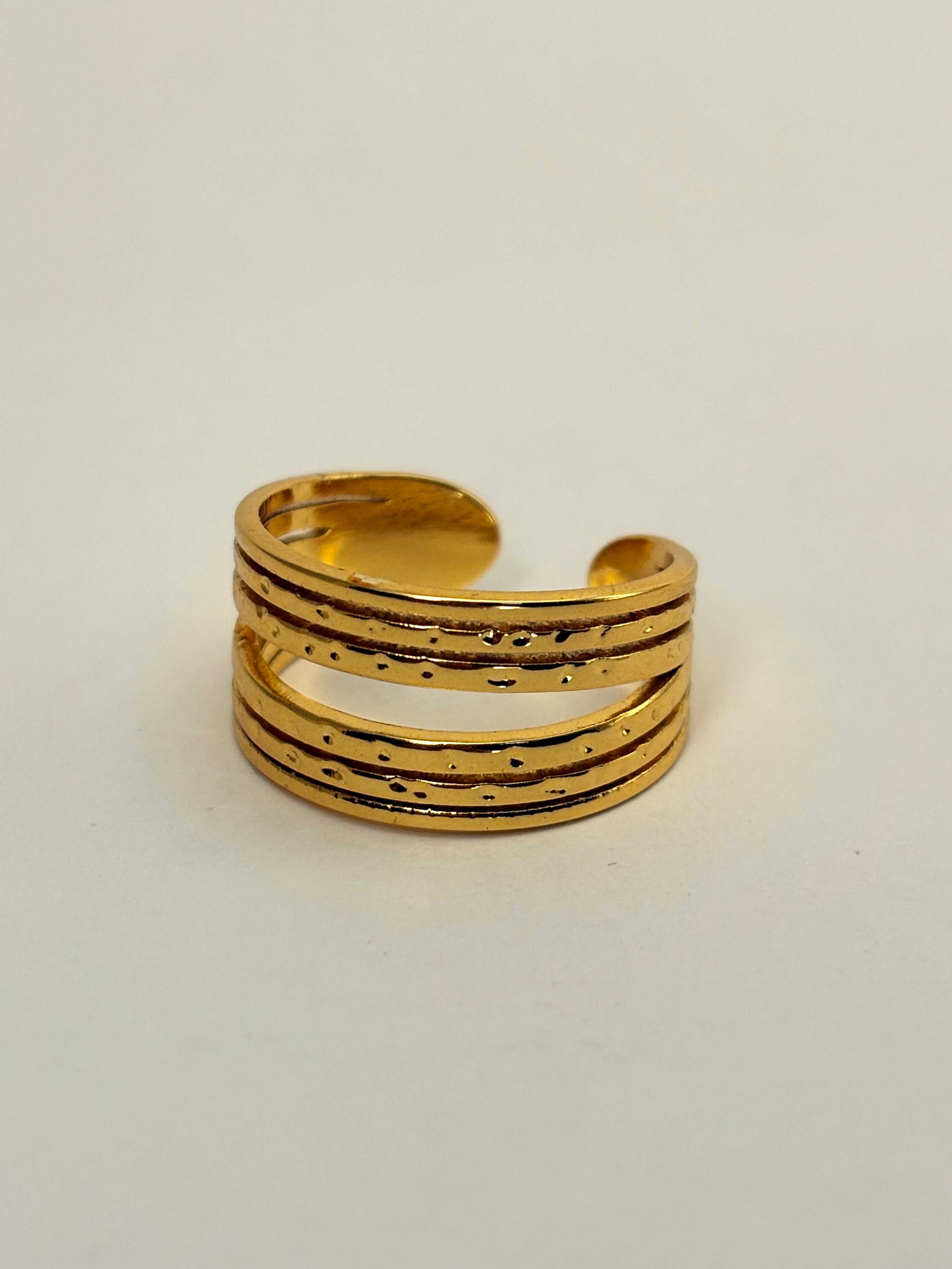 Gold Plated Anti Tarnish Adjustable Double Band Ring