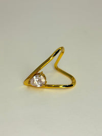 Gold Plated Anti Tarnish V Band Ring with AD Stone