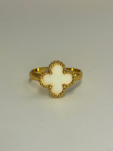 White Anti Tarnish Vancleef Ring
