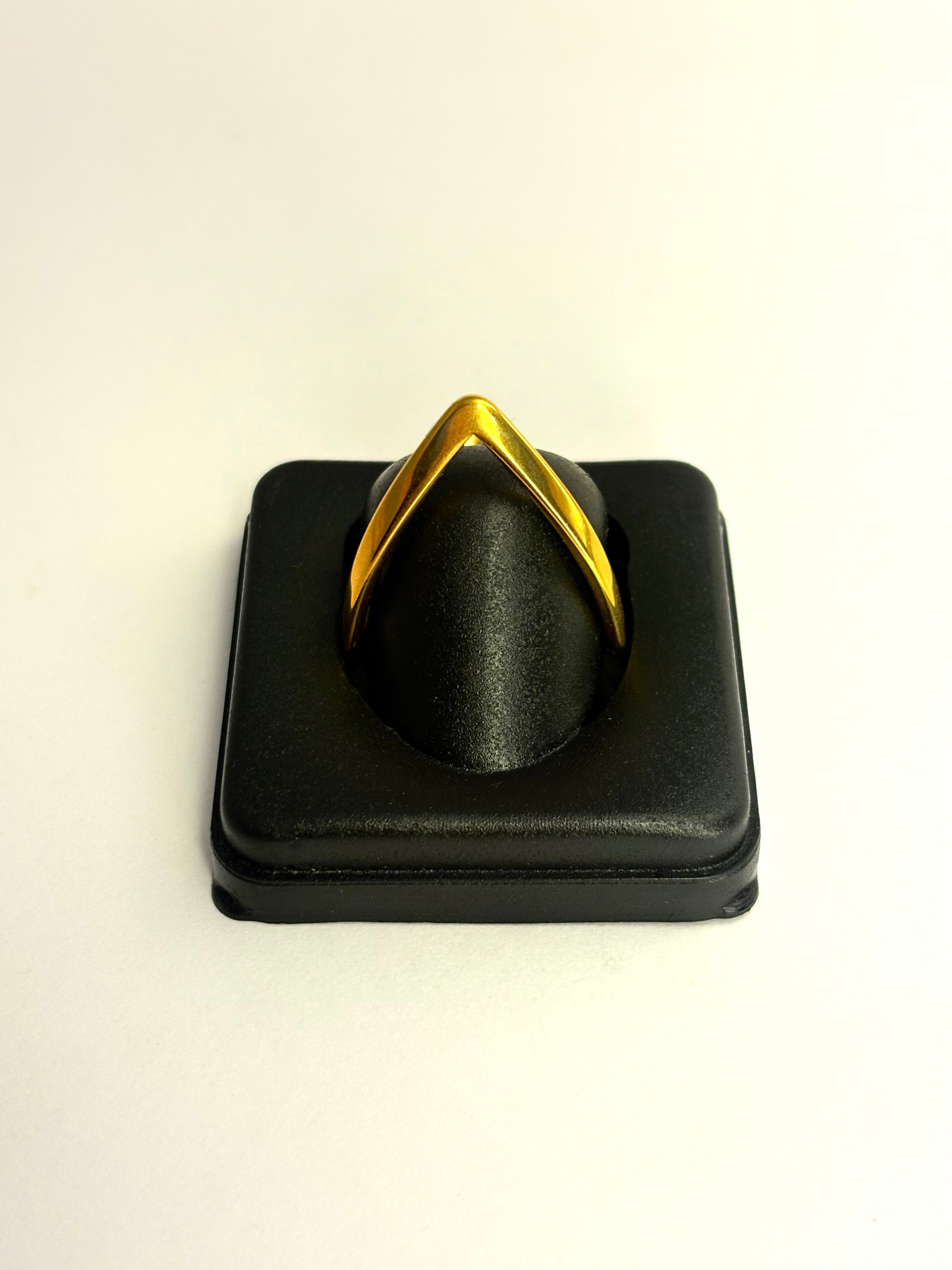 Gold Plated Anti Tarnish V Band Ring