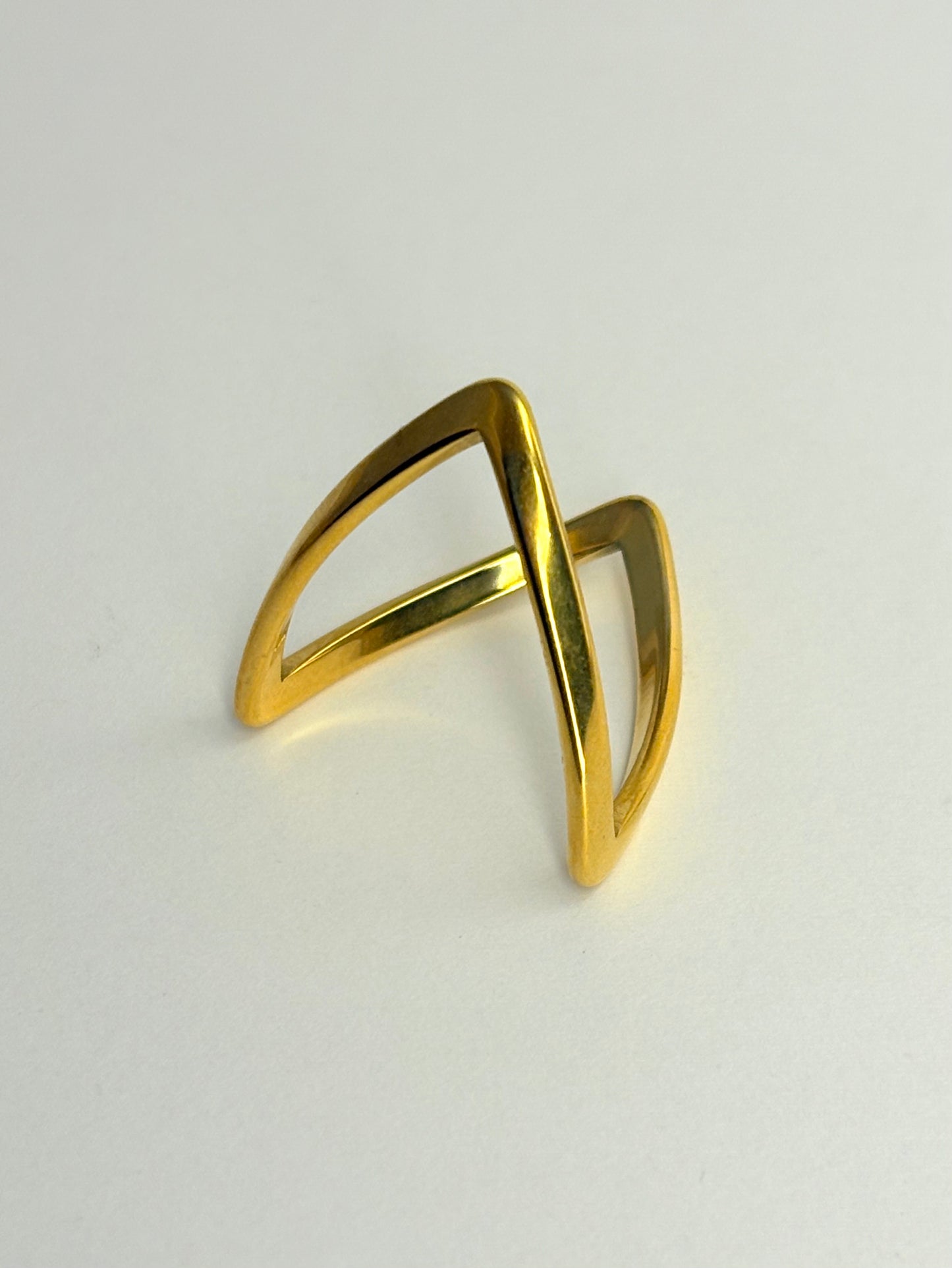 Gold Plated Anti Tarnish V Band Ring