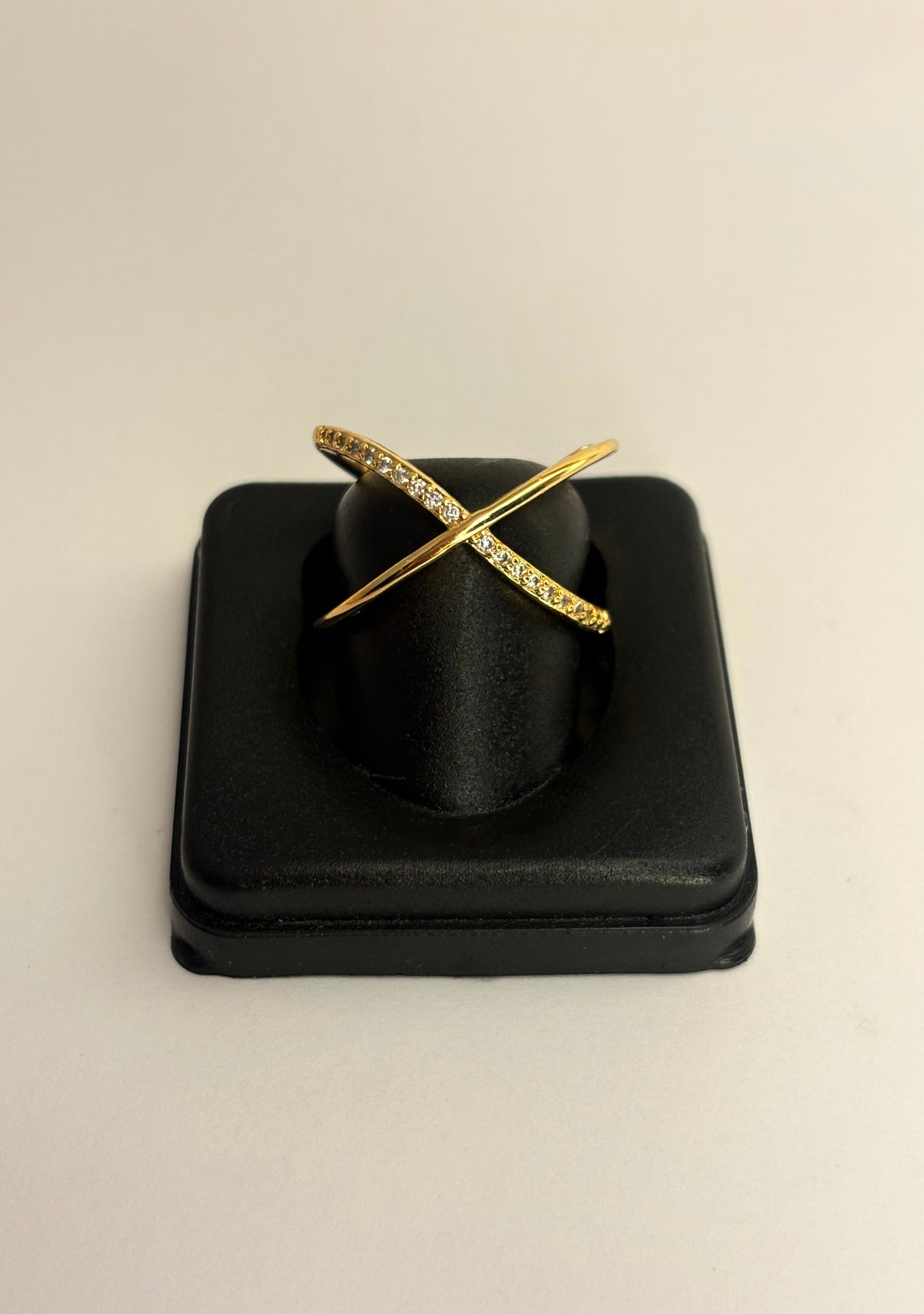Gold Plated Anti Tarnish AD Stone X Ring